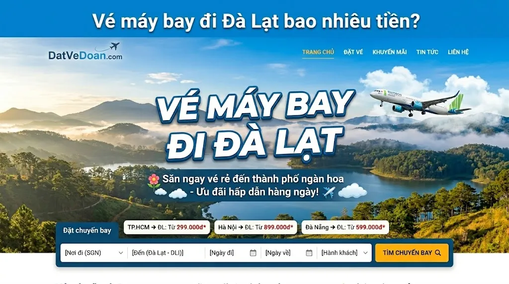 Vé máy bay đi Đà Lạt bao nhiêu tiền
